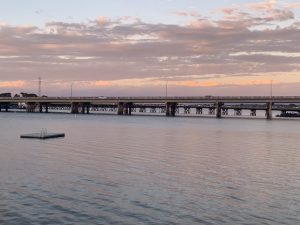 Sunset picture of Port Augusta bridges