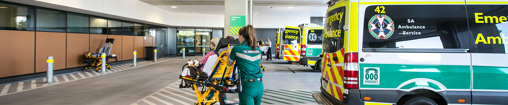 Ambulance arriving at RAH in Adelaide, South Australia